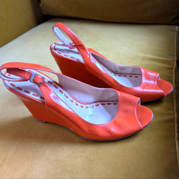 Orange Peep-Toe Slingback Heels - Picture 3 of 5